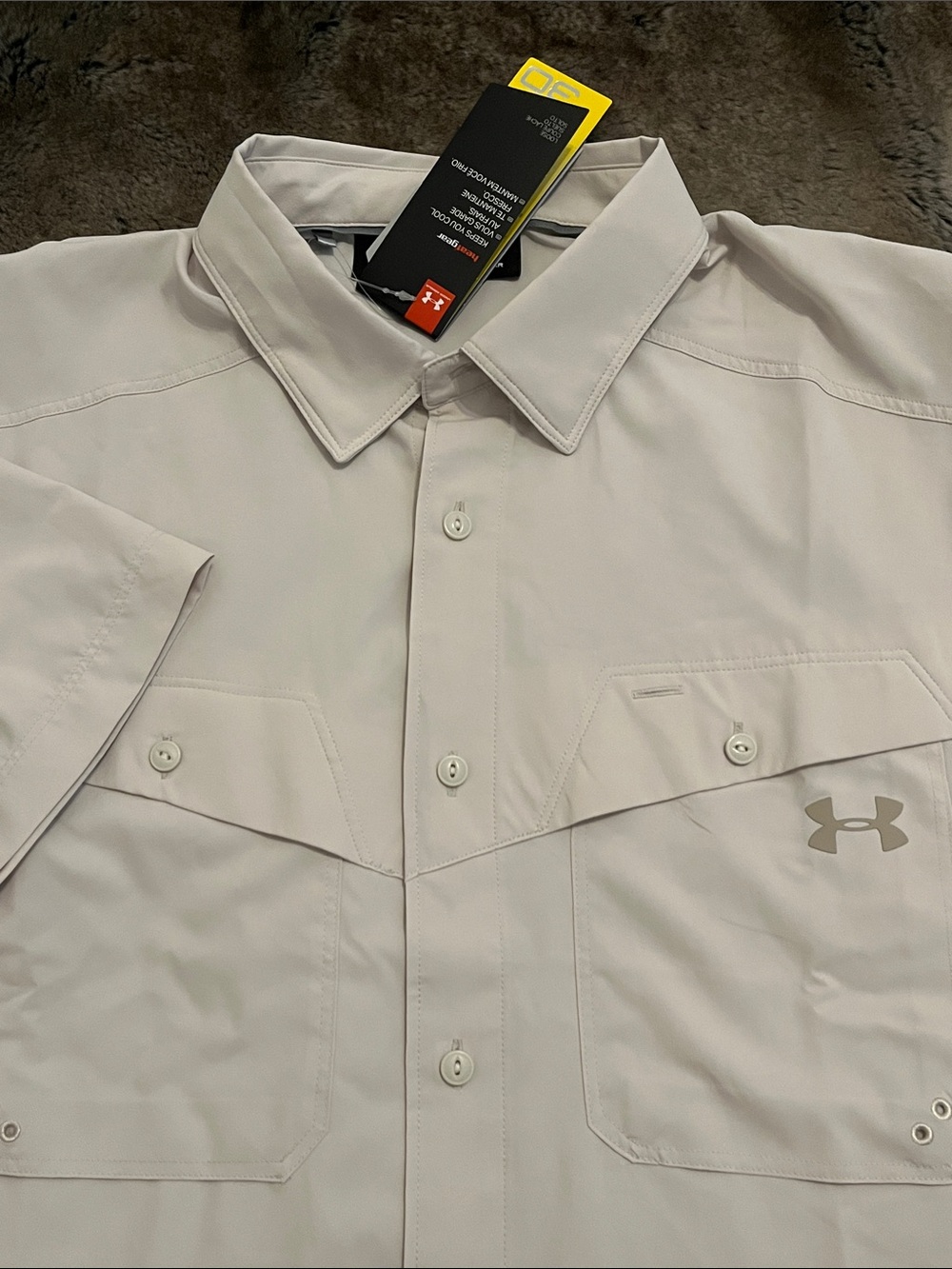 Under Armour Fishing Shirt Mens L  HeatGear UPF 30 1290743 Dry button up   NWT